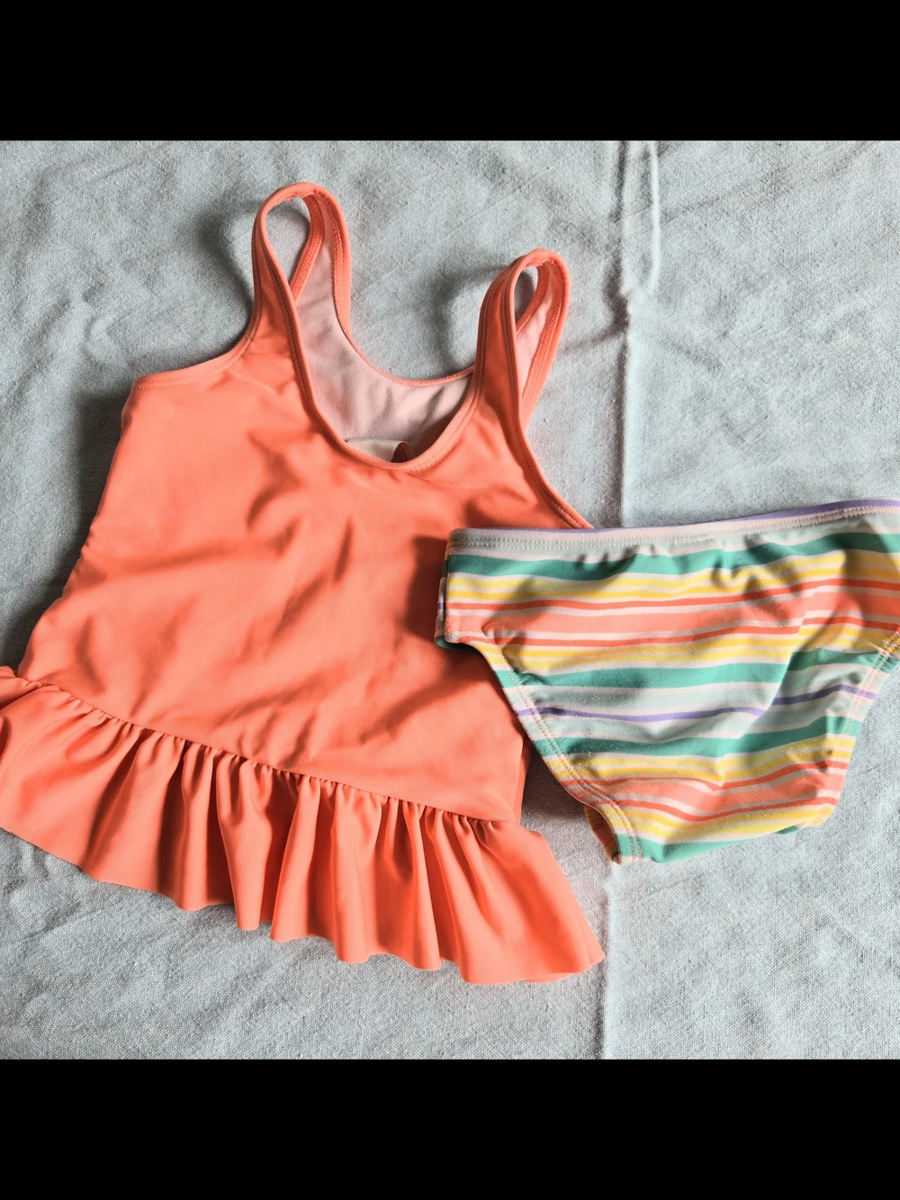 3T Cat & Jack Coral Tankini with Popsicle Appliqué and Striped Bottoms